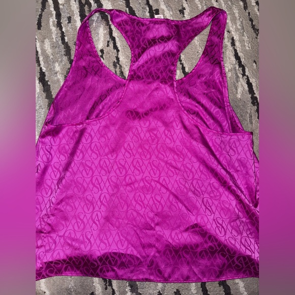 Victoria secret satin  racer back logo cami in Fushia size xL - Picture 7 of 14
